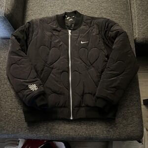 NOCTA Jacket Mens Large Black Heart Quilted Bomber Nike Swoosh Puffer Full Zip